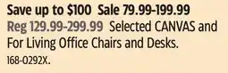 Canadian Tire Selected CANVAS and For Living Office Chairs and Desks offer