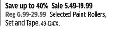 Canadian Tire Selected Paint Rollers, Set and Tape offer