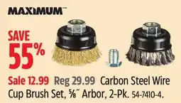 Canadian Tire MAXIMUM Carbon Steel Wire Cup Brush Set, 5⁄8˝ Arbor, 2-Pk offer