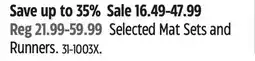 Canadian Tire Selected Mat Sets and Runners offer