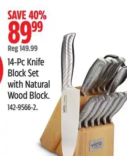 Canadian Tire 14-Pc Knife Block Set with Natural Wood Block offer
