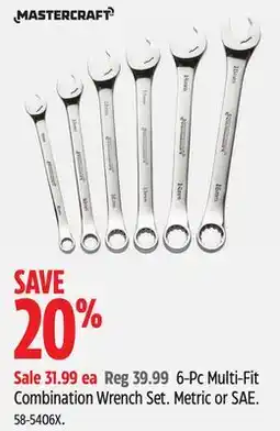 Canadian Tire Mastercraft 6-Pc Multi-Fit Combination Wrench Set offer