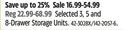 Canadian Tire Selected 3, 5 and 8-Drawer Storage Units offer