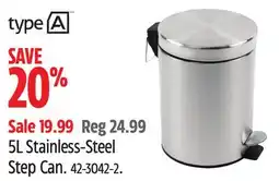 Canadian Tire 5L Stainless-Steel Step Can offer