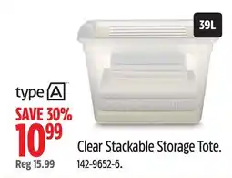 Canadian Tire Clear Stackable Storage Tote offer