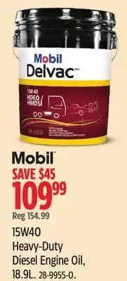Canadian Tire Mobil Delvac 15W40 Heavy-Duty Diesel Engine Oil offer