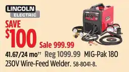Canadian Tire MIG-Pak 180 230V Wire-Feed Welder offer