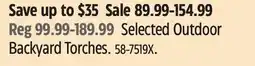 Canadian Tire Selected Outdoor Backyard Torches offer