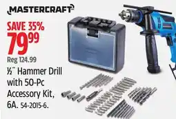 Canadian Tire MASTERCRAFT 1/2 Hammer Drill with 50-Pc Accessory Kit, 6A offer