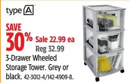 Canadian Tire 3-Drawer Wheeled Storage Tower offer