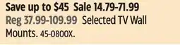 Canadian Tire Selected TV Wall Mounts offer