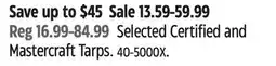 Canadian Tire Selected Certified and Mastercraft Tarps offer