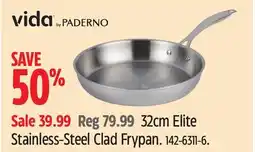 Canadian Tire vida by PADERNO 32cm Elite Stainless-Steel Clad Frypan offer