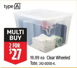 Canadian Tire Clear Wheeled Tote offer