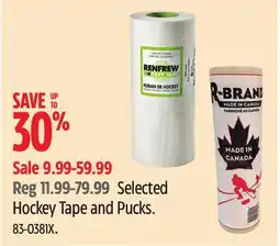 Canadian Tire Selected Hockey Tape and Pucks offer