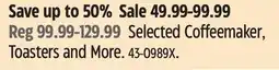 Canadian Tire Selected Coffeemaker, Toasters and More offer