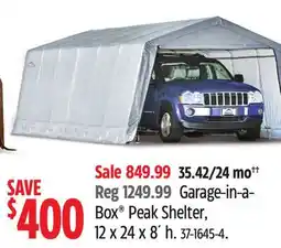 Canadian Tire Shelter logic Garage-in-a-Box Peak Shelter offer