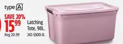 Canadian Tire type A Latching Tote, 98L offer