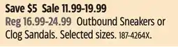 Canadian Tire Outbound Sneakers or Clog Sandals offer
