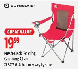 Canadian Tire OUTBOUND Mesh-Back Folding Camping Chair offer