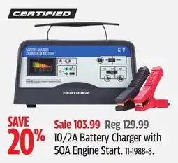 Canadian Tire CERTIFIES 10/2A Battery Charger with 50A Engine Start offer