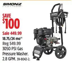 Canadian Tire SIMONIZ PLATINUM2 3050 PSI Gas Pressure Washer offer