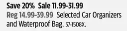 Canadian Tire Selected Car Organizers and Waterproof Bag offer