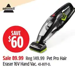 Canadian Tire Bissell Pet Pro Hair Eraser 16V Hand Vac offer