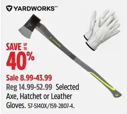 Canadian Tire Yardworks Selected Axe, Hatchet or Leather Gloves offer