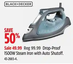 Canadian Tire BLACK+DECKER Drop-Proof 1500W Steam Iron with Auto Shutoff offer