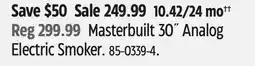 Canadian Tire Masterbuilt 30˝ Analog Electric Smoker. 85-0339-4 offer