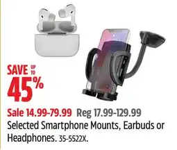 Canadian Tire Selected Smartphone Mounts, Earbuds or Headphones offer