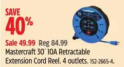 Canadian Tire Mastercraft 30' 10A Retractable Extension Cord Reel offer