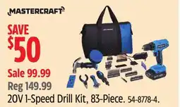 Canadian Tire 20V 1-Speed Drill Kit, 83-Piece offer