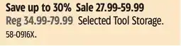 Canadian Tire Selected Tool Storage offer