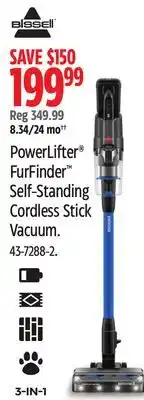 Canadian Tire Bissell PowerLifter FurFinder Self-Standing Cordless Stick Vacuum offer