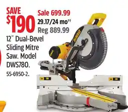 Canadian Tire DEWALT 12˝ Dual-Bevel Sliding Mitre Saw offer