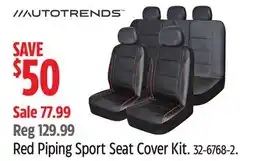 Canadian Tire Red Piping Sport Seat Cover Kit offer