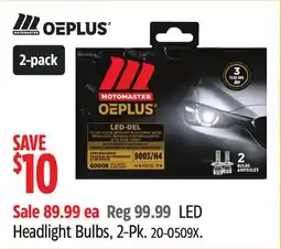 Canadian Tire MOTOMASTER OEPLUS LED Headlight Bulbs offer