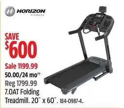 Canadian Tire Horizon Fitness 7.OAT Folding Treadmill offer