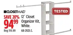 Canadian Tire CLOSETMAID 12˝ Closet Organizer Kit, White offer