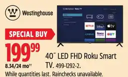 Canadian Tire Westinghouse 40 LED FHD Roku Smart TV offer