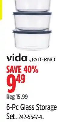 Canadian Tire vida by PADERNO 6-Pc Glass Storage Set offer