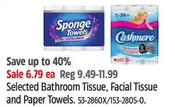 Canadian Tire Selected Bathroom Tissue, Facial Tissue and Paper Towels offer
