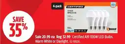 Canadian Tire Certified A19 100W LED Bulbs offer