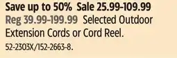 Canadian Tire Selected Outdoor Extension Cords or Cord Reel offer