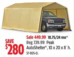 Canadian Tire Shelterlogic Peak AutoShelter , 10 x 20 x 8´ h offer