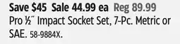 Canadian Tire Pro ½ Impact Socket Set, 7-Pc. Metric or SAE offer