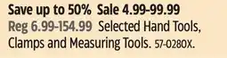 Canadian Tire Selected Hand Tools, Clamps and Measuring Tools offer