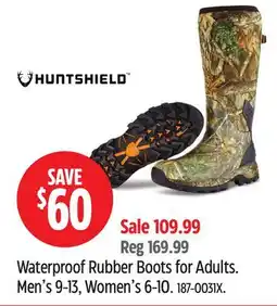 Canadian Tire HUNTSHEILD Waterproof Rubber Boots for Adults offer